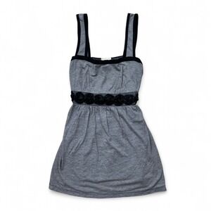 Y2K Pretty Good Black Striped Babydoll TieBack Sleeveless Top Floral Women Large